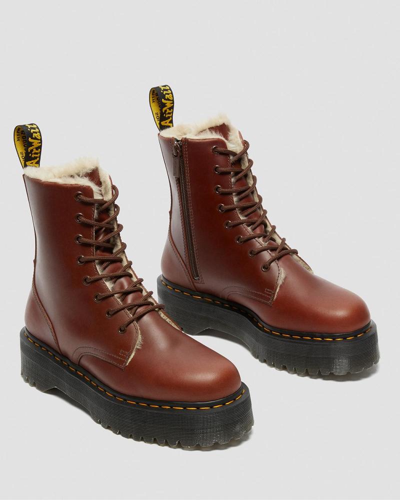 Dr Martens Jadon Faux Fur Gevoerde Platform Laarzen Heren Bruin | NL 258GSO